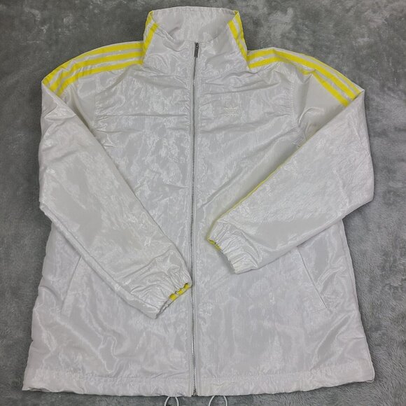 adidas Jackets & Blazers - Adidas Womens yellow white full zip jacket 3 stripes size X-Small